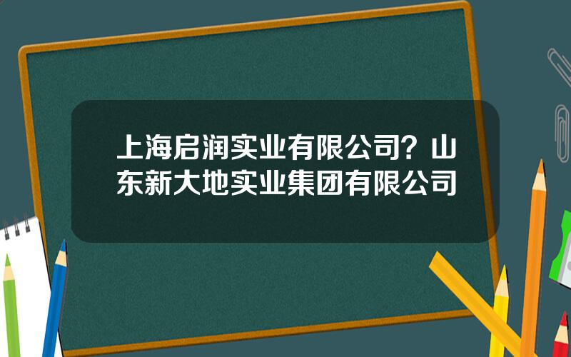 上海启润实业有限公司？山东新大地实业集团有限公司
