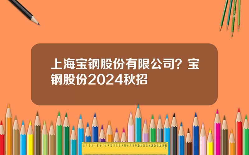 上海宝钢股份有限公司？宝钢股份2024秋招