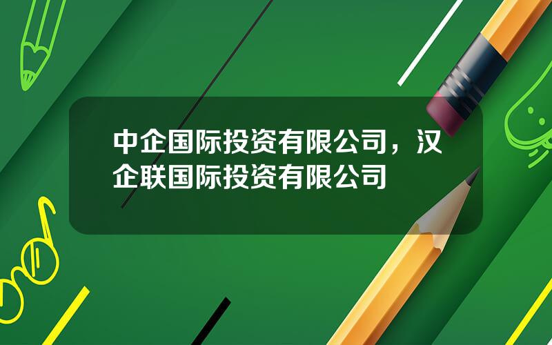 中企国际投资有限公司，汉企联国际投资有限公司