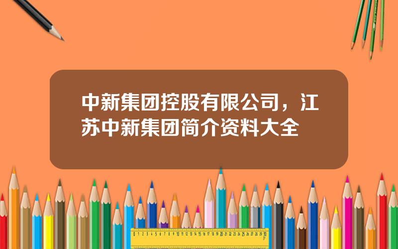 中新集团控股有限公司，江苏中新集团简介资料大全