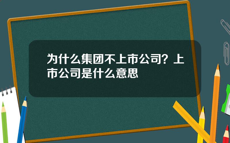 为什么集团不上市公司？上市公司是什么意思
