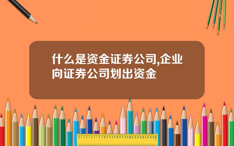 什么是资金证券公司,企业向证券公司划出资金