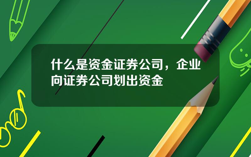 什么是资金证券公司，企业向证券公司划出资金