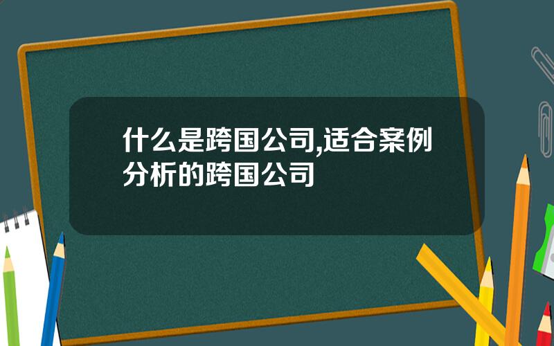 什么是跨国公司,适合案例分析的跨国公司