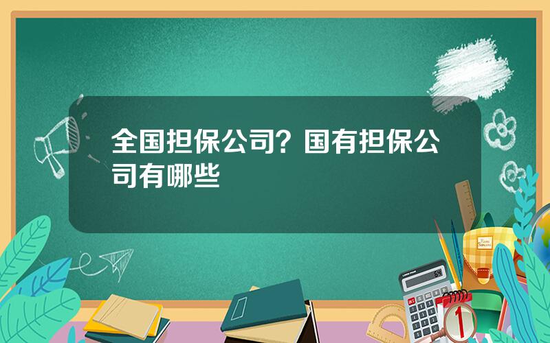 全国担保公司？国有担保公司有哪些