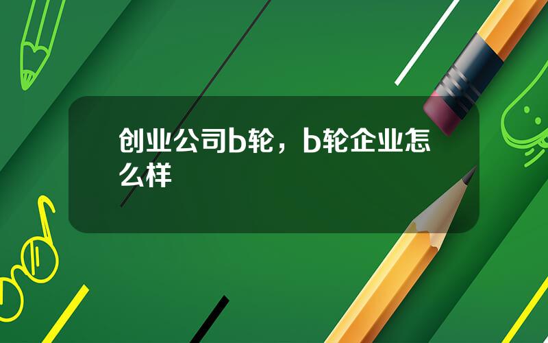 创业公司b轮，b轮企业怎么样