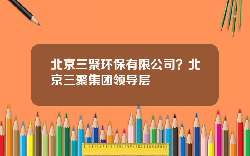 北京三聚环保有限公司？北京三聚集团领导层