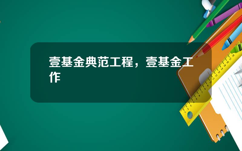 壹基金典范工程，壹基金工作