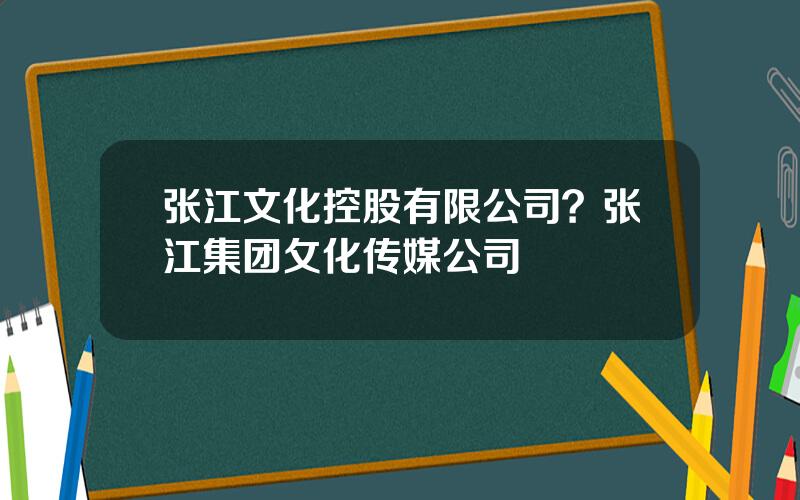张江文化控股有限公司？张江集团攵化传媒公司