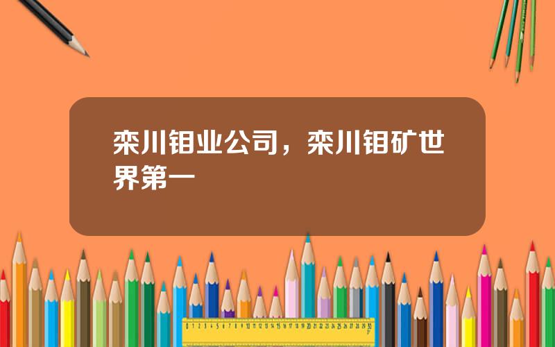 栾川钼业公司，栾川钼矿世界第一