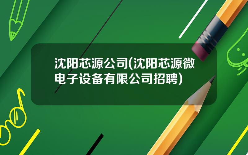 沈阳芯源公司(沈阳芯源微电子设备有限公司招聘)
